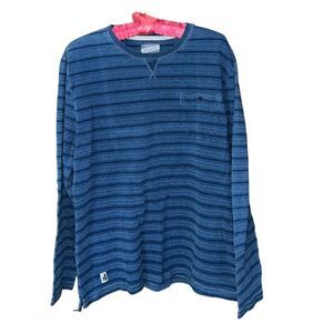 Johnnie-O Hangin’ Out blue knit striped long sleeved shirt size large